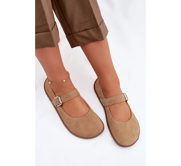 Baleríny Barefoot z přírodního semiše model 22069732 béžové - Zazoo
