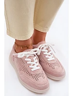 Kožené semišové dámské tenisky s Růžové model 22100237 - Boto Kožené semišové dámské tenisky s Růžové model 22100237 - Boto