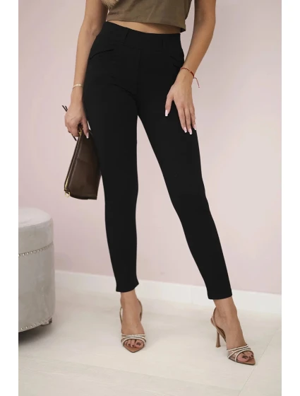 Bavlněné kalhoty s mašlí černé - Kesi