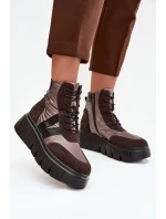 Dámské zateplené kotníkové boty na platformě 58562 Hnědá vzor - Vinceza Dámské zateplené kotníkové boty na platformě 58562 Hnědá vzor - Vinceza