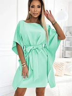 287-31 SOFIA Dámské motýlí šaty se zavazováním v pase - MINT