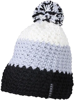 Daiber MB 7940 3-barevná háčkovaná čepice s bambulí 03.7940 black/silver/white