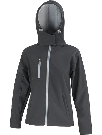 Result R 230F Dámská 3-vrstvá softshellová bunda s kapucí 30.230F black/grey Result R 230F Dámská 3-vrstvá softshellová bunda s kapucí 30.230F black/grey