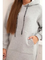 Dámská bavlněná model 21441654 mikina s kapucí zateplená šedá - K-Fashion
