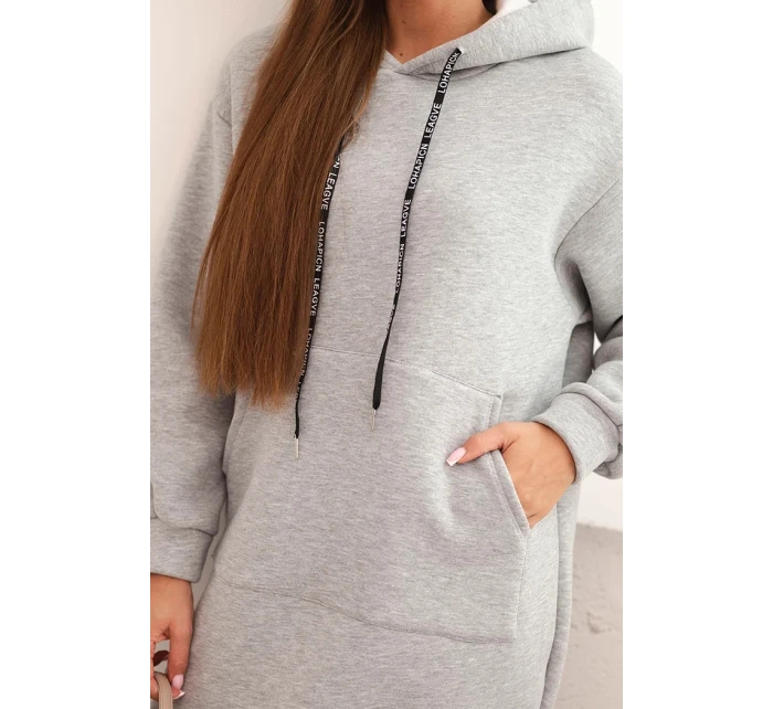 Dámská bavlněná model 21441654 mikina s kapucí zateplená šedá - K-Fashion