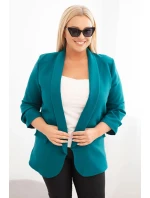 Dámská sako Plus Size bez zapínání s podšívkou model 21468640 mořská - K-Fashion