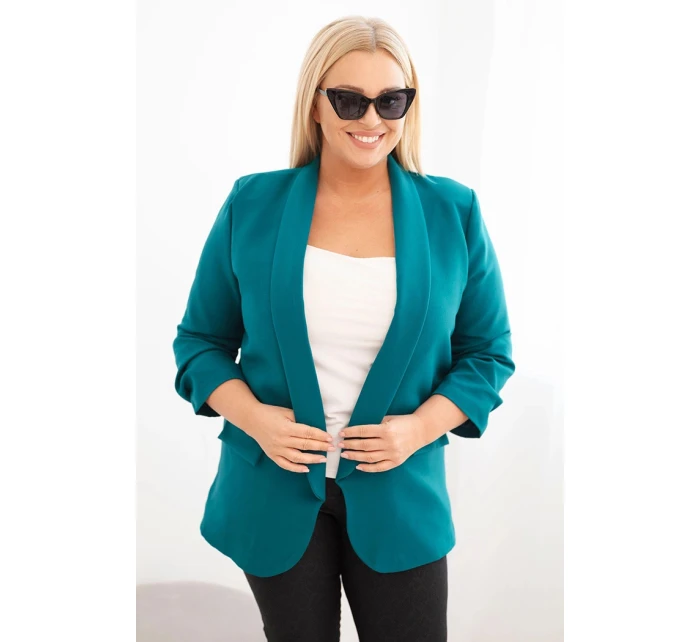 Dámská sako Plus Size bez zapínání s podšívkou model 21468640 mořská - K-Fashion