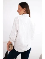 Dámská bavlněná košile s pásky a vázáním béžová