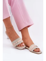 Ploché Dámské Pantofle S Páskem A Béžové model 21689551 - Boto Ploché Dámské Pantofle S Páskem A Béžové model 21689551 - Boto