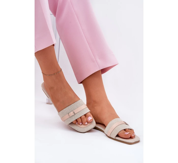 Ploché Dámské Pantofle S Páskem A Béžové model 21689551 - Boto Ploché Dámské Pantofle S Páskem A Béžové model 21689551 - Boto