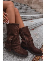 Dámské kozačky s svrškem do  s přezkou hnědé model 21715252 - Boto