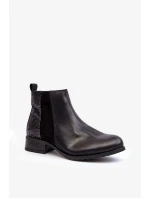 Dámské chelsea na plochém podpatku s flitry, černá Messio Dámské chelsea na plochém podpatku s flitry, černá Messio