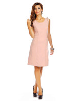 Společenské šaty značkové střih s ozdobnými zipy na ramenou růžové Růžová / XL model 15042793 - J&#38;J