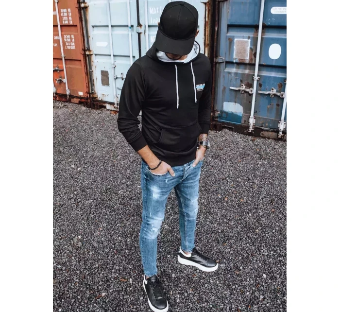 Pánská mikina s potiskem černá FashionStreet BX5382 Pánská mikina s potiskem černá FashionStreet BX5382