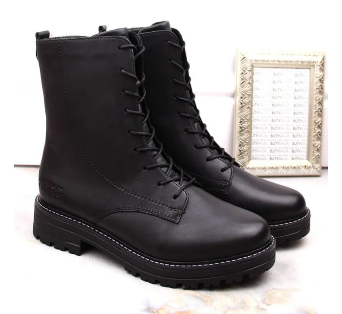 Pohodlné zateplené kožené boty pro ženy Remonte W RKR622 black - Rieker