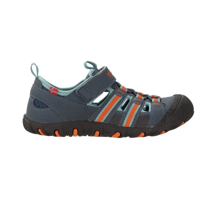 Trollkids Kids Kids Sandefjord Sandal XT dark navy/dusky turquoise/glow orange (668-110) dětské sportovní sandály pro chlapce/dívky