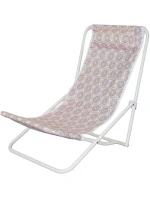 SKLÁDACÍ PLÁŽOVÉ LEHÁTKO S OPĚRKOU HLAVY MODRÉ A ORANŽOVÉ