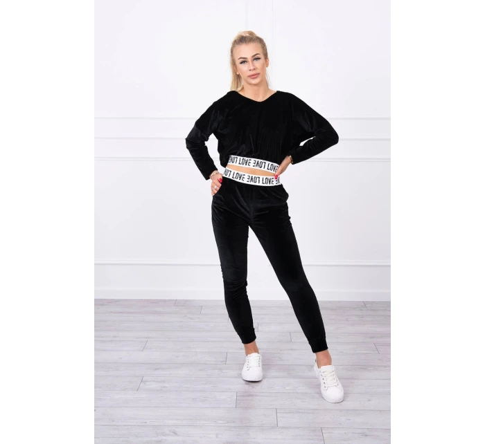 Velurová souprava s kapucí černá