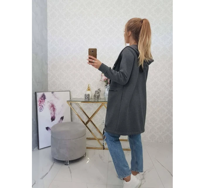 Zateplená bunda s kapucí v grafitové barvě