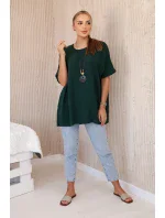 Oversized halenka s přívěskem tmavě zelená