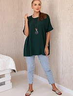 Oversized halenka s přívěskem tmavě zelená