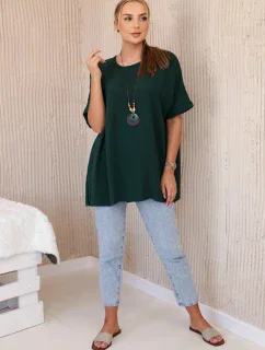 Oversized halenka s přívěskem tmavě zelená