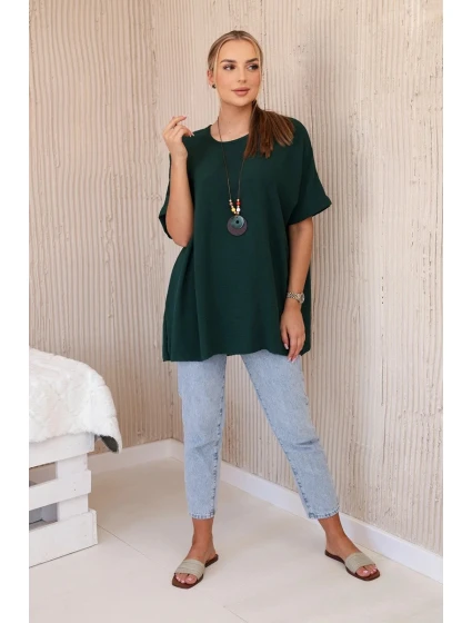 Oversized halenka s přívěskem tmavě zelená