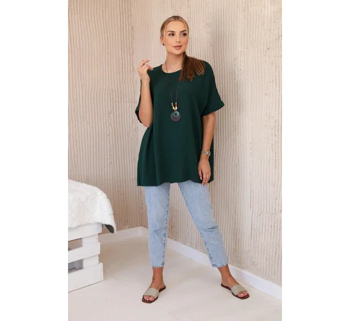 Oversized halenka s přívěskem tmavě zelená