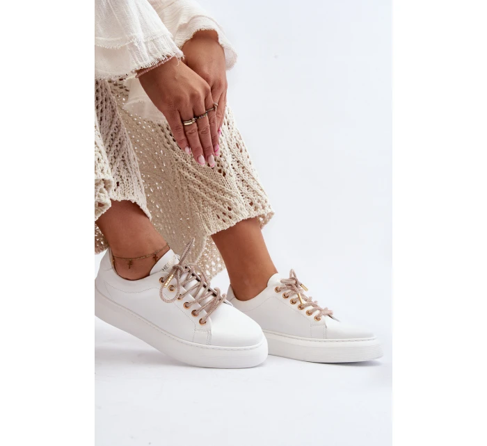 Kožené dámské sportovní boty CheBello 4362 bílé