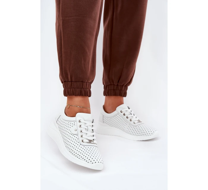 Dámské Kožené Sportovní Boty model 21686730 Bílé - VINCEZA