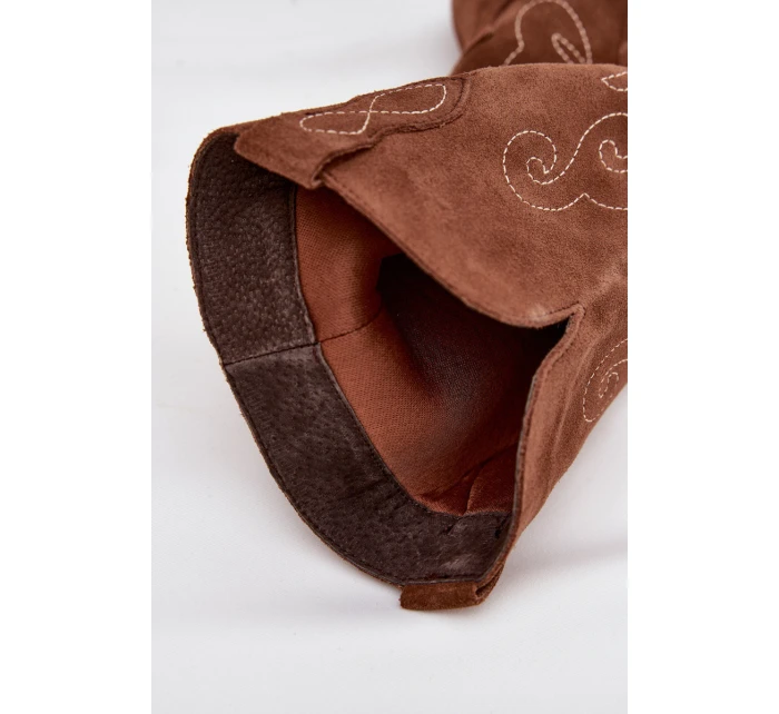 Semišové Dámské Boty Na Podpatku Camel model 21705043 - Zazoo