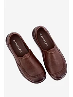 Dámské kožené nazouvací polobotky model 22356094 hnědé - VINCEZA Dámské kožené nazouvací polobotky model 22356094 hnědé - VINCEZA