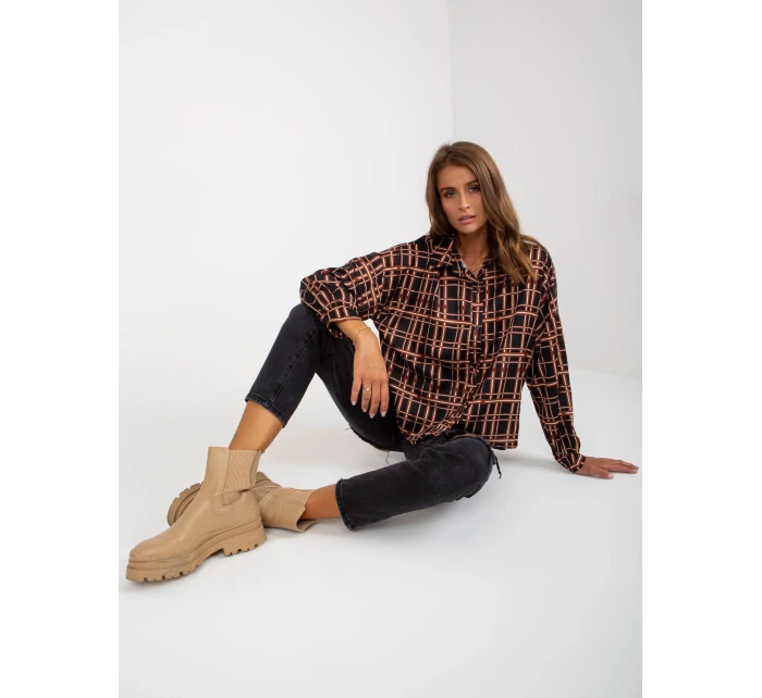 Košile EM KS model 17632669 černá a béžová - FPrice Košile EM KS model 17632669 černá a béžová - FPrice