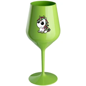 DUHOVÝ JEDNOROŽEC - zelený nerozbitný pohár na víno 470 ml