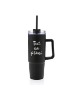 TEXT NA PŘÁNÍ - černý cestovní termohrnek s průhledným víčkem 900 ml  