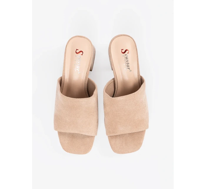 Krásné  nazouváky hnědé dámské na širokém podpatku