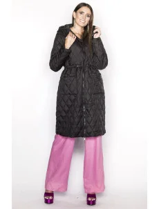 Jednoduchá černá prošívaná bunda s kapucí (AG6-29)