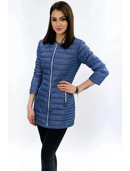 Dlouhá světle modrá prošívaná bunda model 5837772 - DREAM STONE Dlouhá světle modrá prošívaná bunda model 5837772 - DREAM STONE