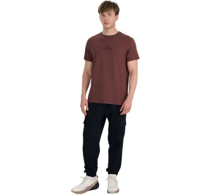 Pánské tričko 4F M2961 tmavě hnědé 4FWAW25TTSHM2961 80S pánské