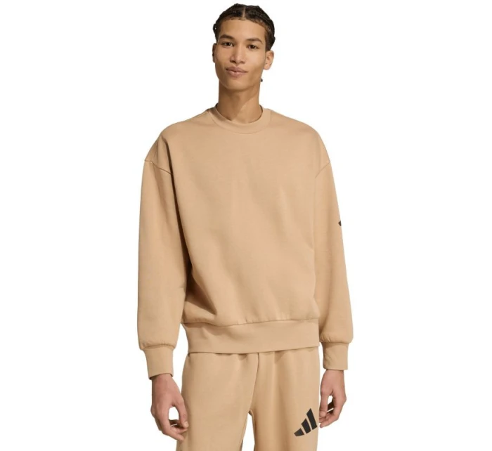 Pánská mikina adidas Essentials Loose Fit 3 Bar Logo béžová JX5668 pánská