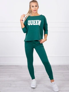 Sada s potiskem Queen tmavě zelená