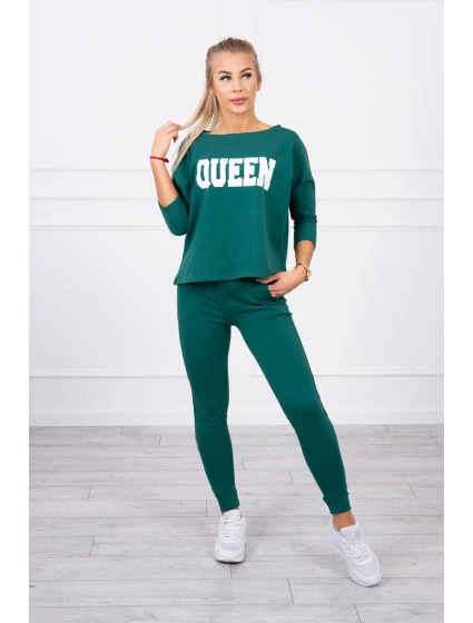 Sada s potiskem Queen tmavě zelená Sada s potiskem Queen tmavě zelená