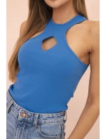 Dámská model 21217861 blůza s výřezem a ozdobnou sponou chabrová - K-Fashion Dámská model 21217861 blůza s výřezem a ozdobnou sponou chabrová - K-Fashion