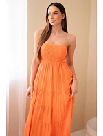 Dámské viskózové šaty s elastickým vrškem oranžová