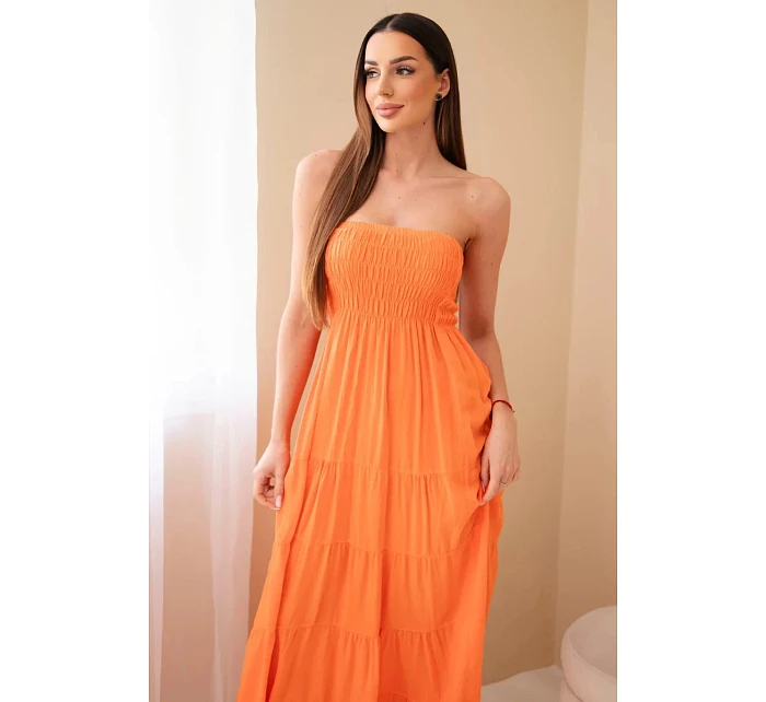 Dámské viskózové šaty s elastickým vrškem oranžová