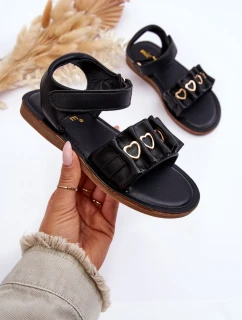 Dětské sandály se suchým zipem srdce Černá Havana
