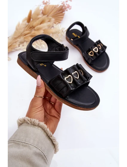 Dětské sandály se suchým zipem srdce Černá Havana