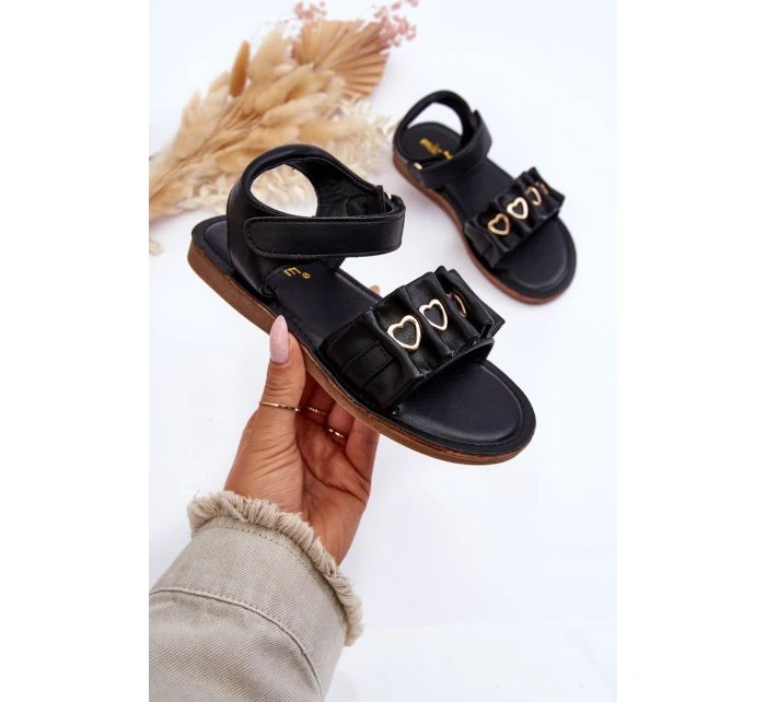 Dětské sandály se suchým zipem srdce Černá Havana