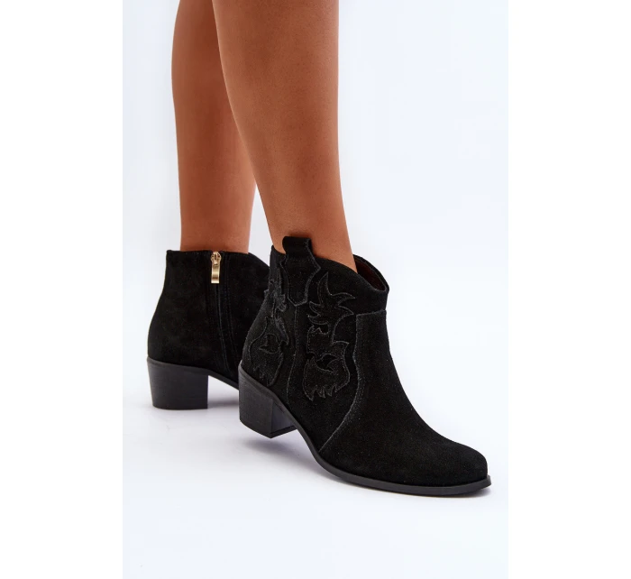 Zazoo 3426 Dámské Semišové Botky Kowbojky Černé