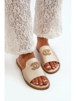 Elegantní Dámské Lesklé Sandály S Ozdobou S.Barski KV27-050 Zlaté